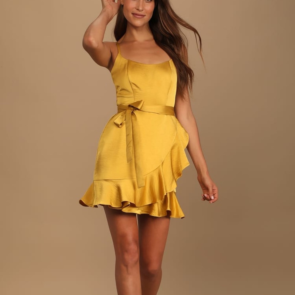 Woman New W/No tag XS Faux wrap Mini Satin Dress